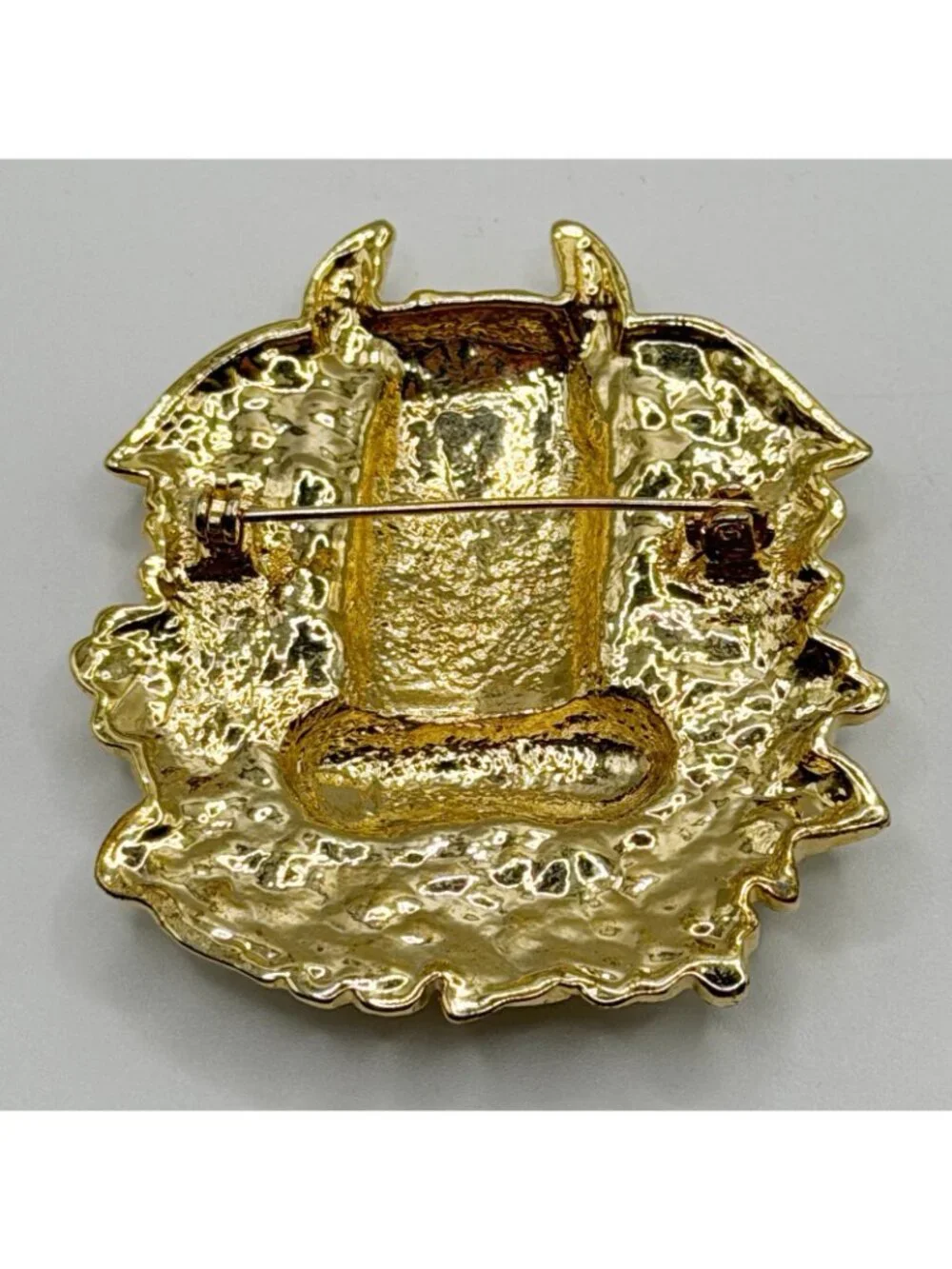 Goldtone Black And White‎ Enamel Cow Pin Brooch